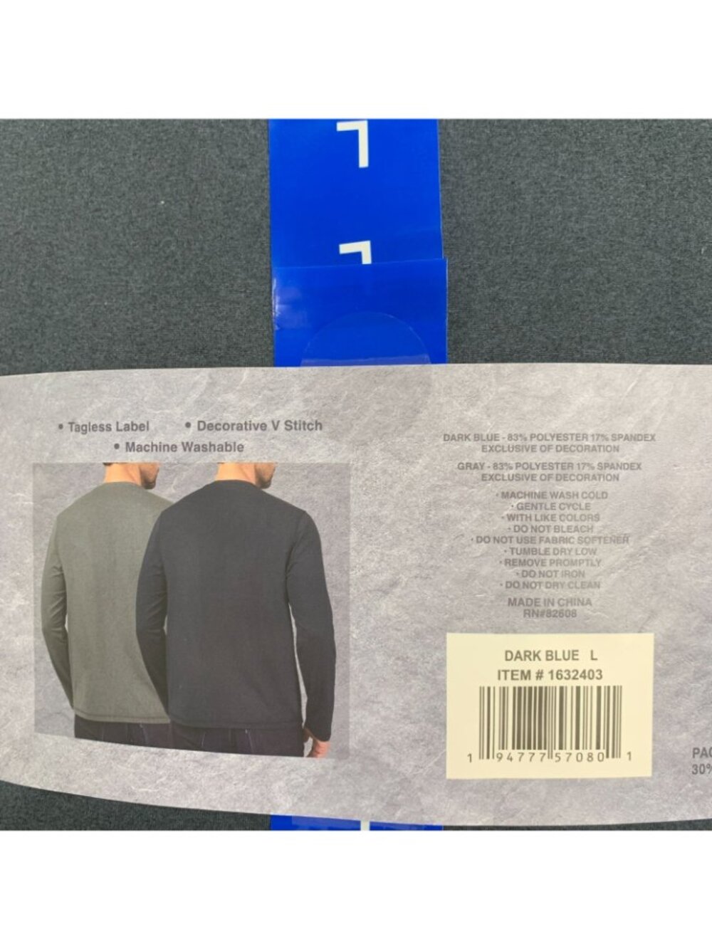 Rugged Elements Men's L 2-Pack Sueded Long Sleeve Sweatshirts Blue & Grey H2038 - Picture 6 of 8